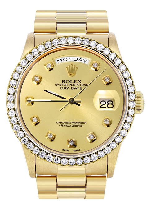 rolex day date yellow gold with diamonds price|Rolex gold day date 36mm.